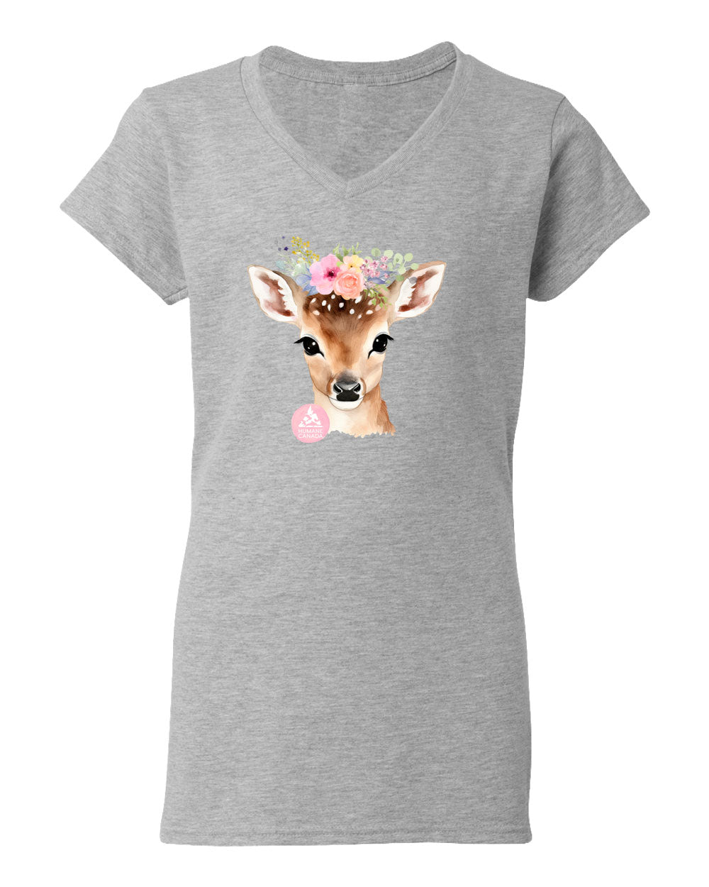 Floral & Fauna Deer - V-Neck Ladies T-shirt