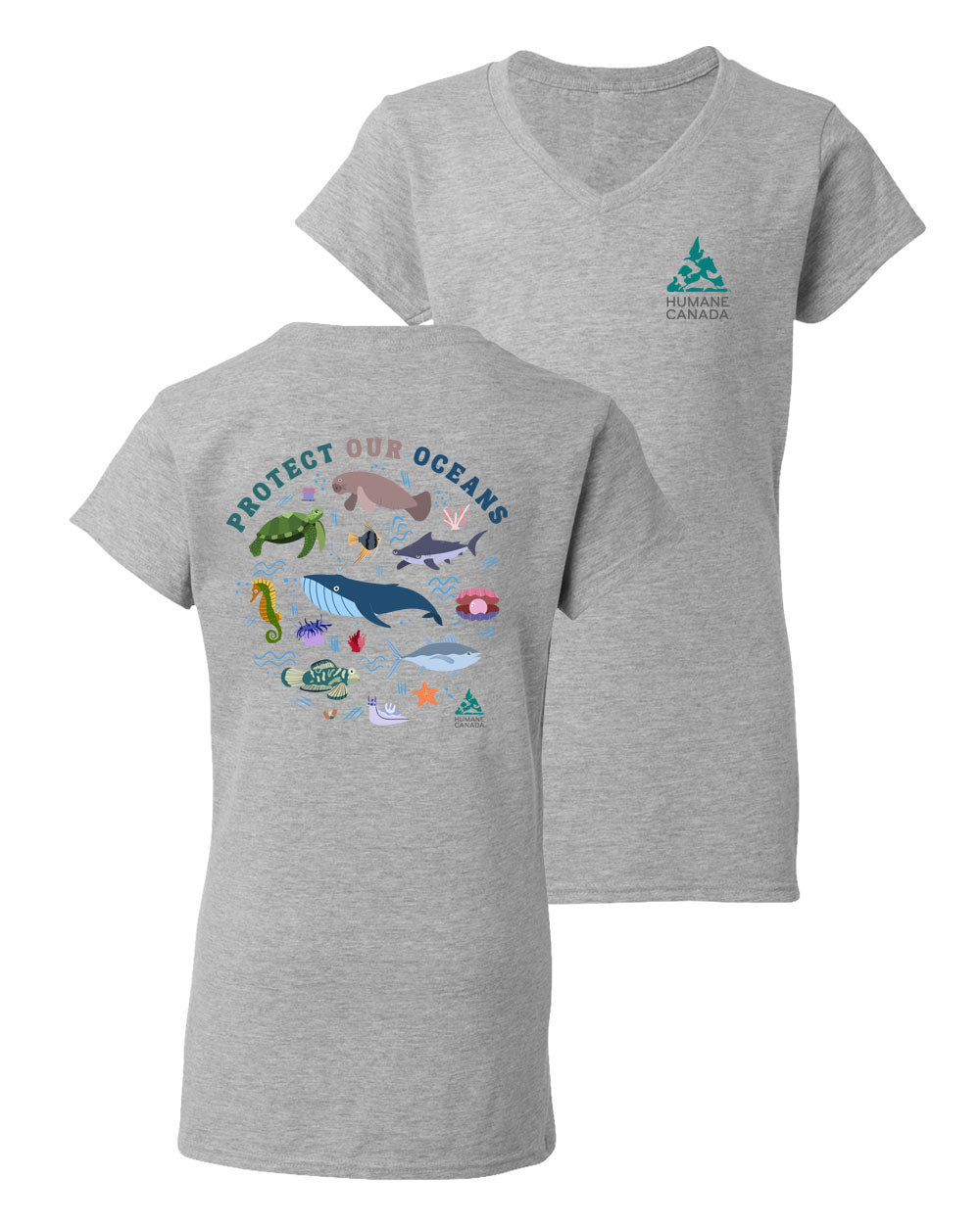 Protect Our Oceans - V-Neck Ladies T-shirt