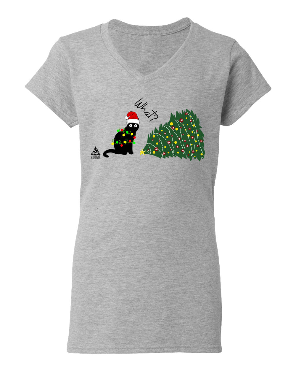 What? Cat - V-Neck Ladies T-shirt