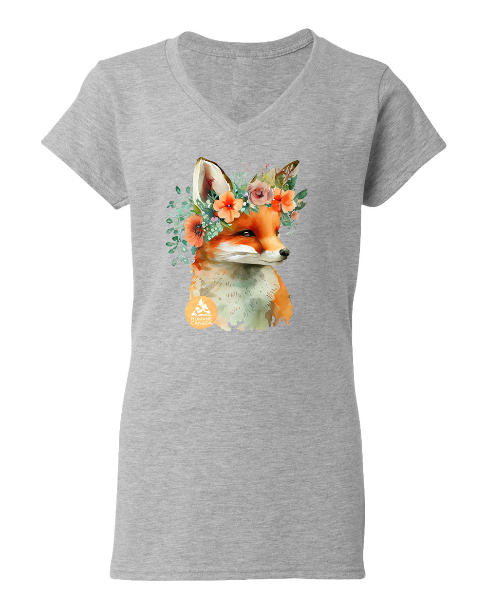 Floral Fox - V-Neck Ladies T-shirt