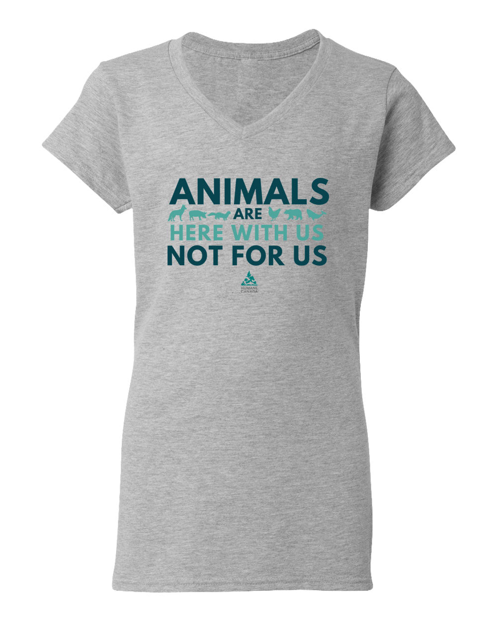 Here with us, not for us - V-Neck Ladies T-shirt