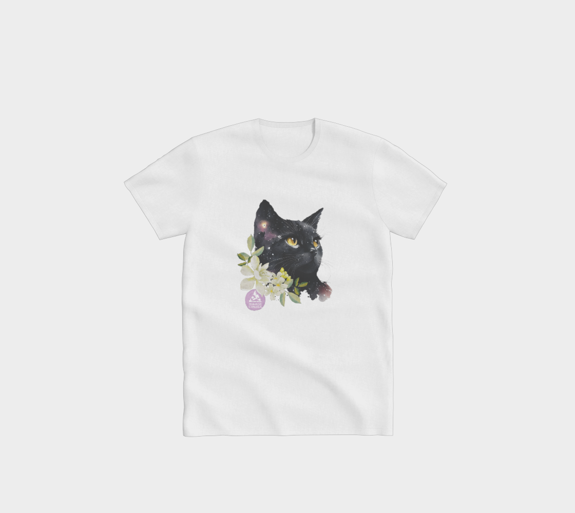 Floral Black Cat Crewneck T-Shirt
