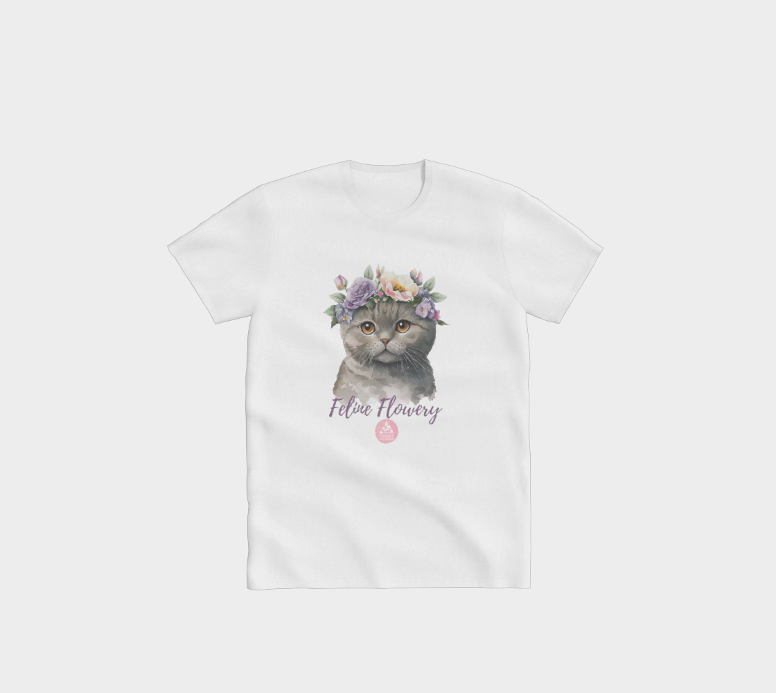 Feline Flowery Crewneck T-Shirt