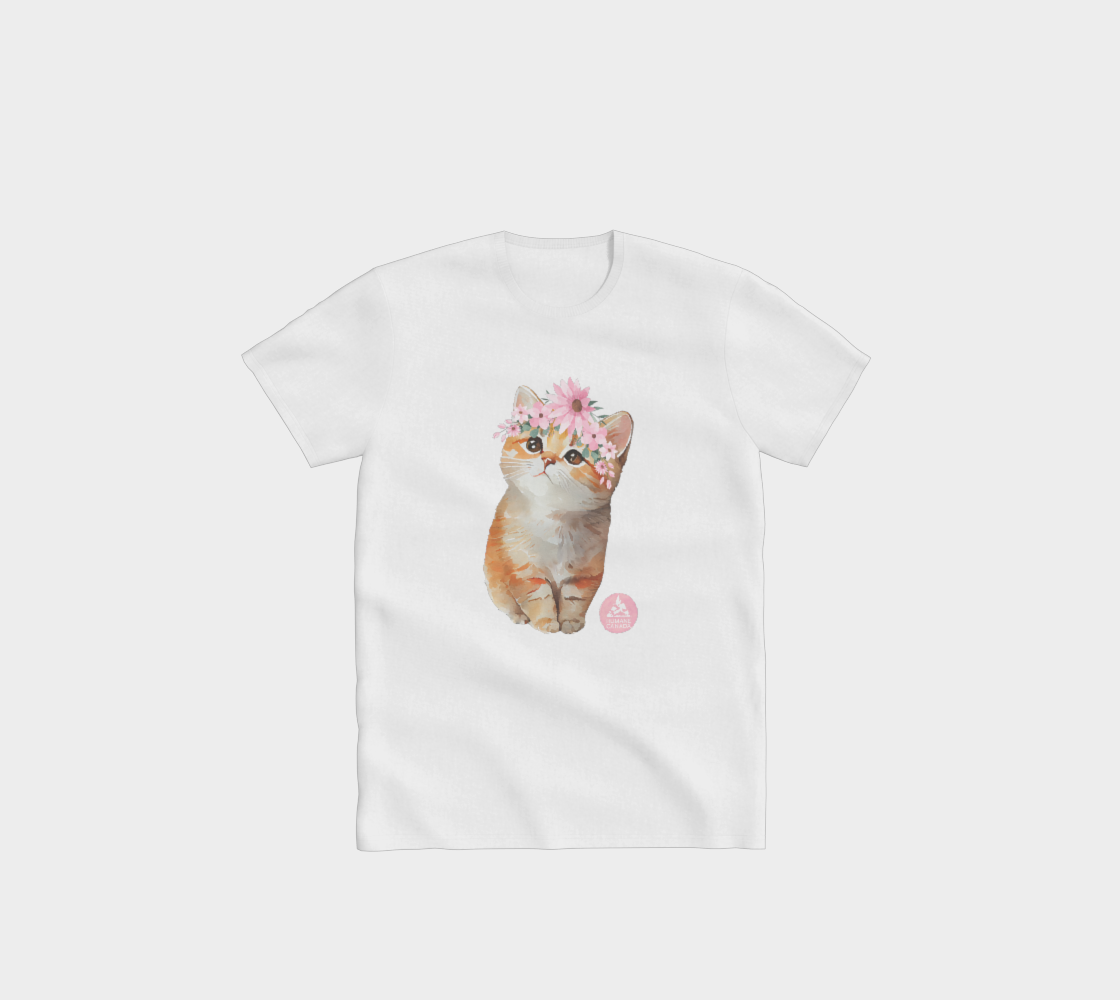 Floral Kitten Crewneck T-Shirt