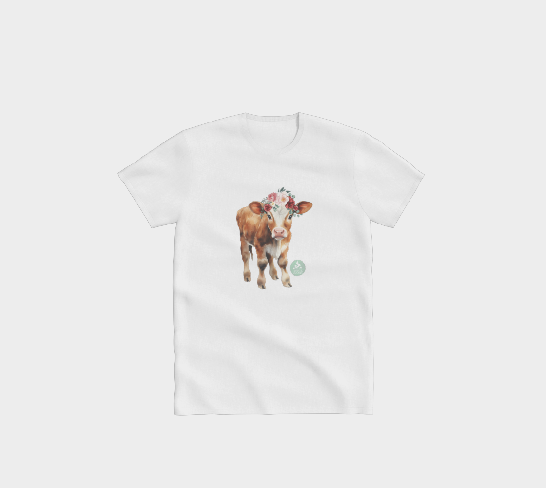 Floral Cow Crewneck Crewneck T-Shirt