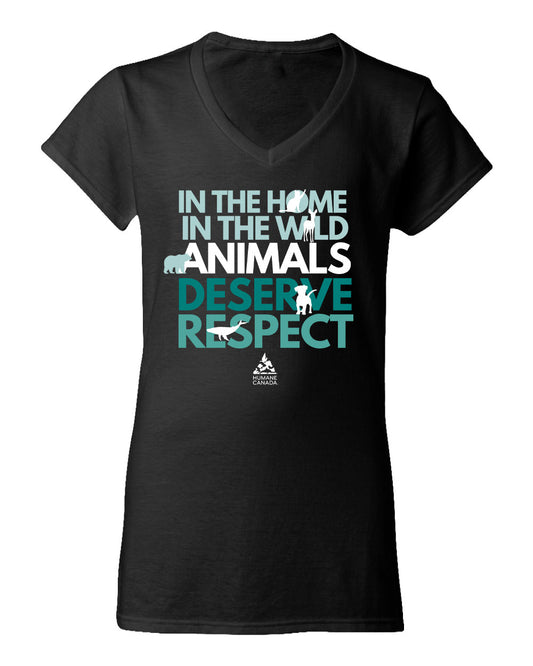 Animals Deserve Respect - V-Neck Ladies T-shirt