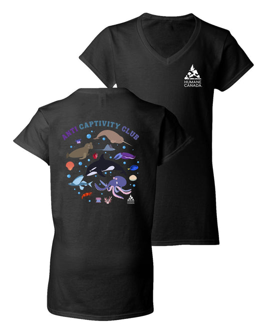 Anti Captivity - V-Neck Ladies T-shirt