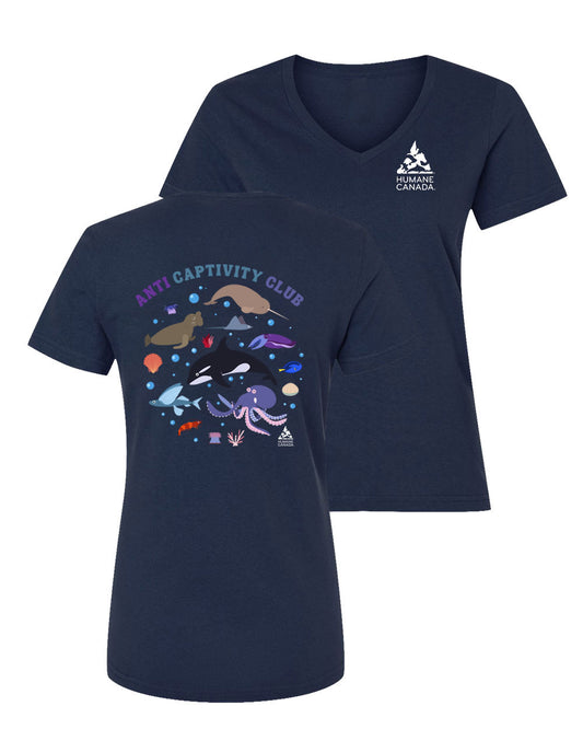 Anti Captivity - V-Neck Ladies T-shirt
