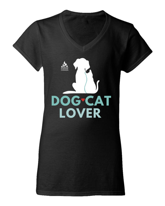 Dog Cat Lover - V-Neck Ladies T-shirt