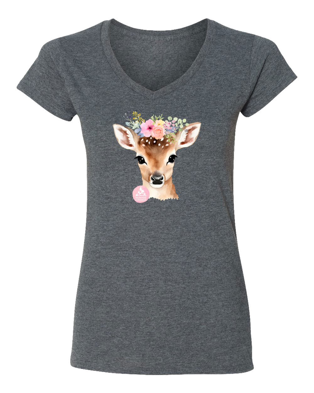 Floral & Fauna Deer - V-Neck Ladies T-shirt