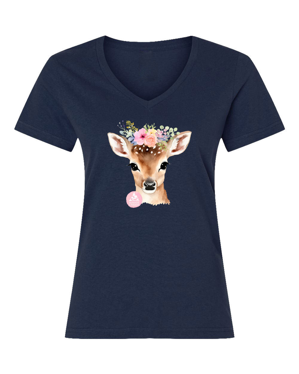 Floral & Fauna Deer - V-Neck Ladies T-shirt