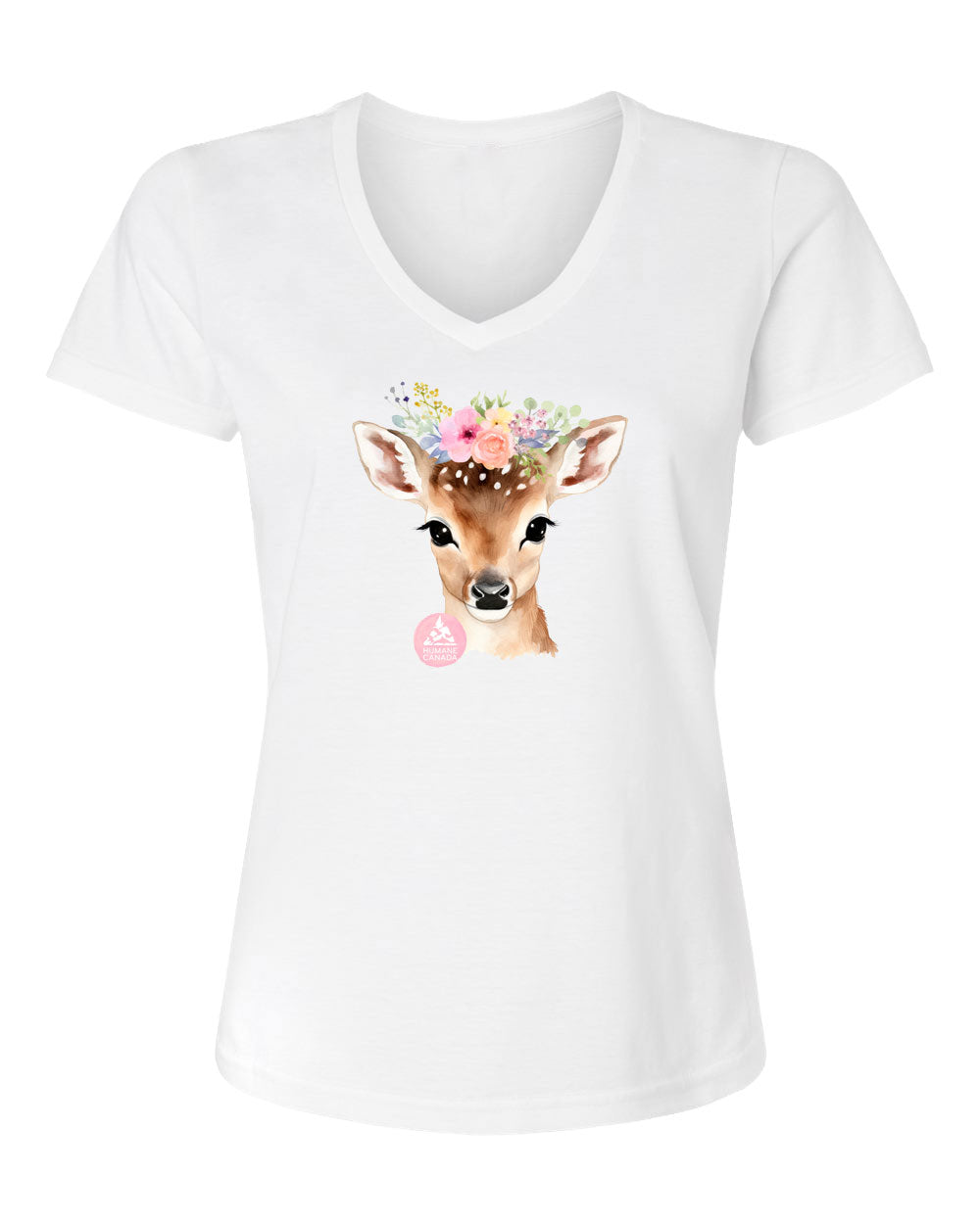 Floral & Fauna Deer - V-Neck Ladies T-shirt