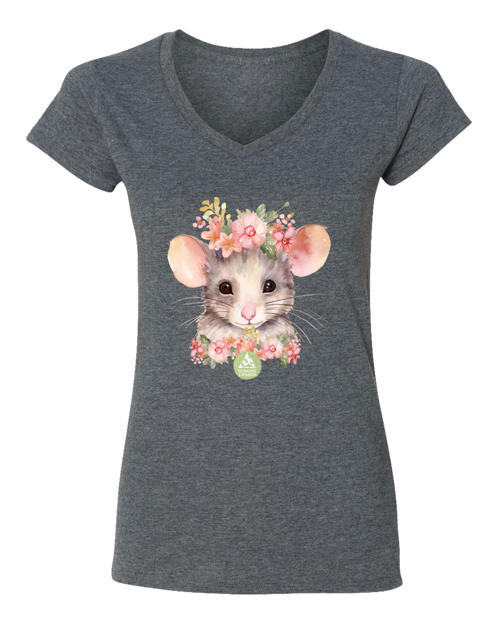 Floral Mouse - V-Neck Ladies T-shirt