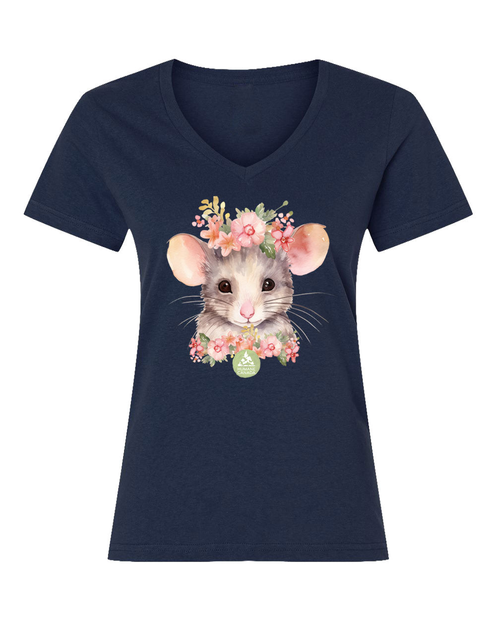 Floral Mouse - V-Neck Ladies T-shirt