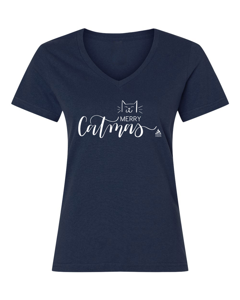 Merry Catmas - V-Neck Ladies T-shirt