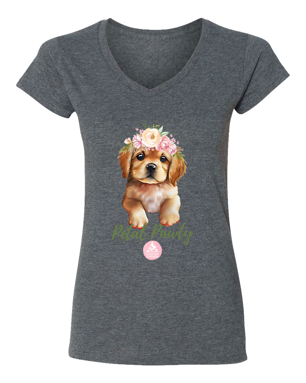 Petal Pawty Puppy - V-Neck Ladies T-shirt