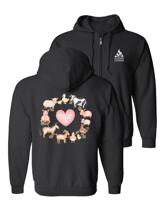 Protect All Farm Animals - Zip Hoodie
