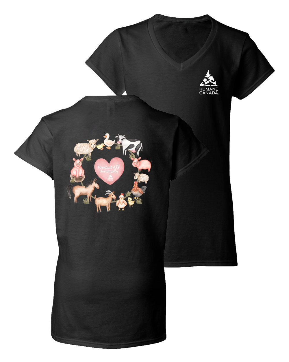 Protect All Farm Animals - V-Neck Ladies T-shirt