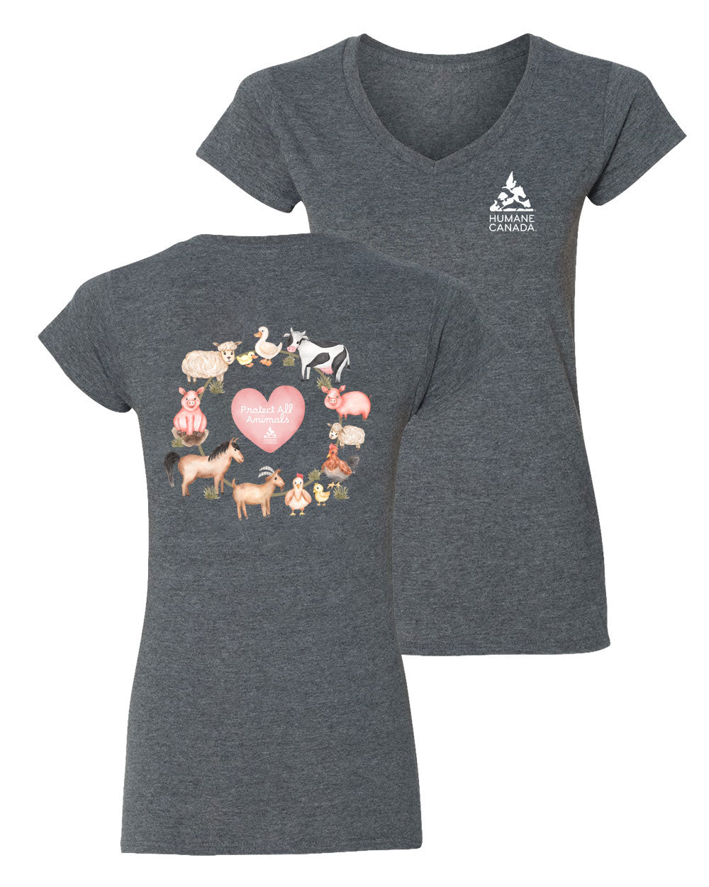 Protect All Farm Animals - V-Neck Ladies T-shirt