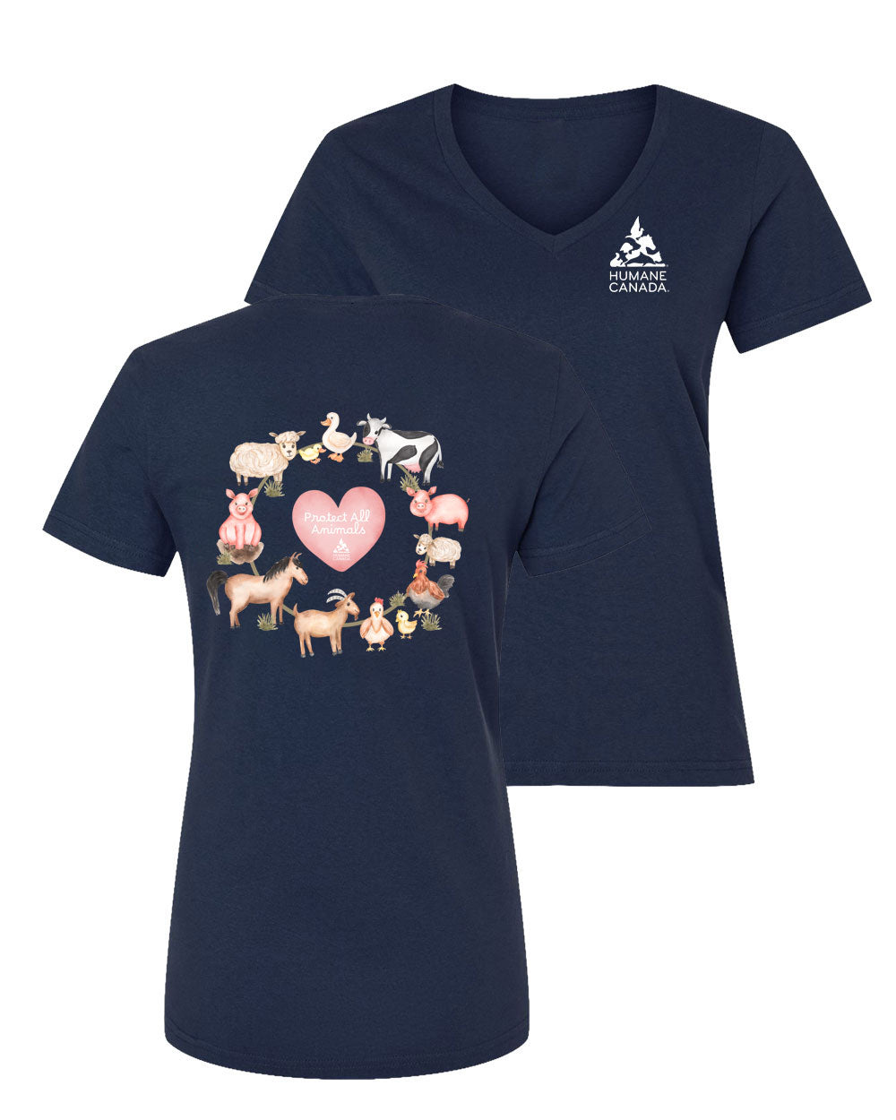 Protect All Farm Animals - V-Neck Ladies T-shirt