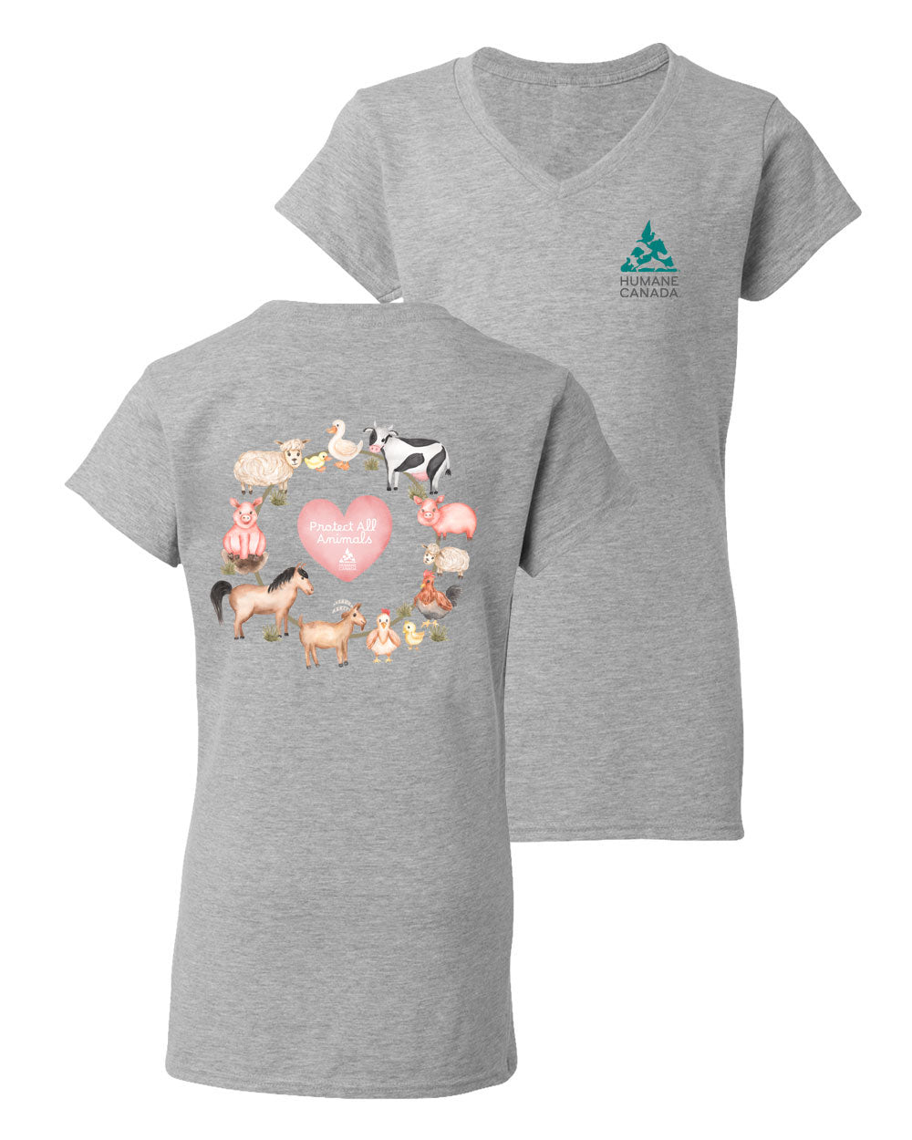 Protect All Farm Animals - V-Neck Ladies T-shirt