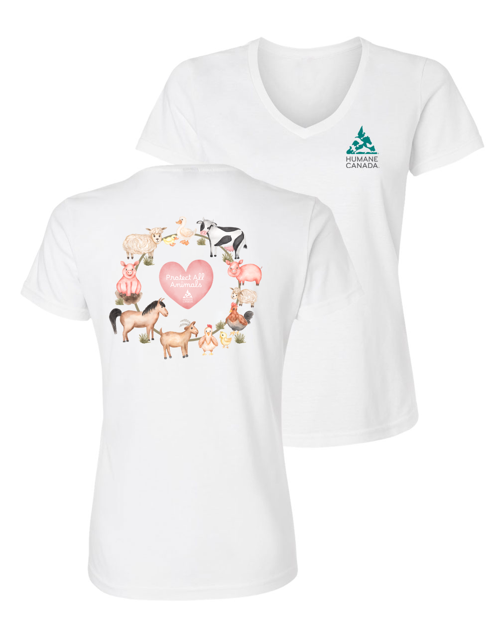 Protect All Farm Animals - V-Neck Ladies T-shirt