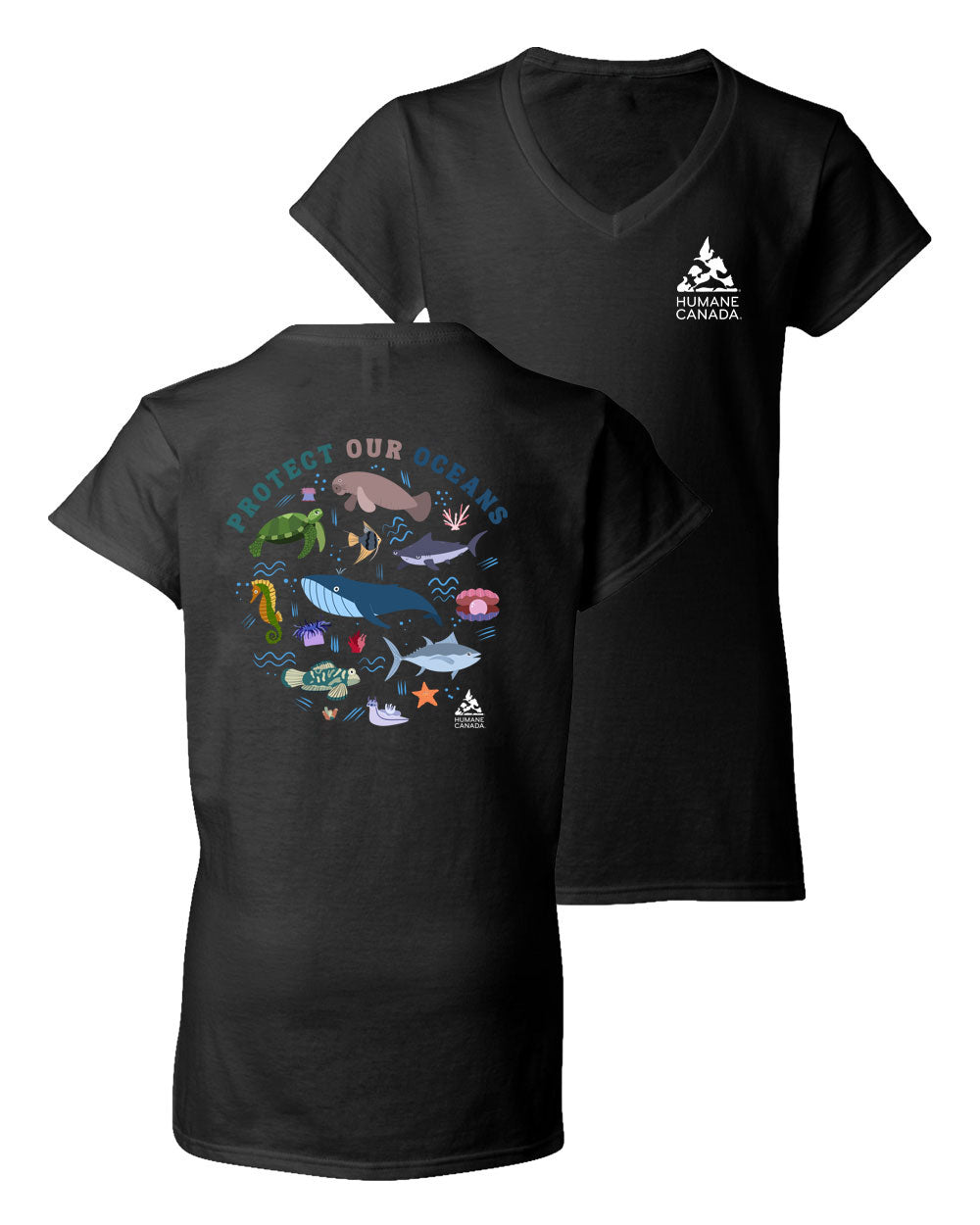 Protect Our oceans - V-Neck Ladies T-shirt