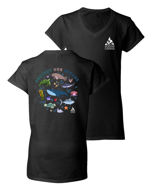 Protect Our oceans - V-Neck Ladies T-shirt