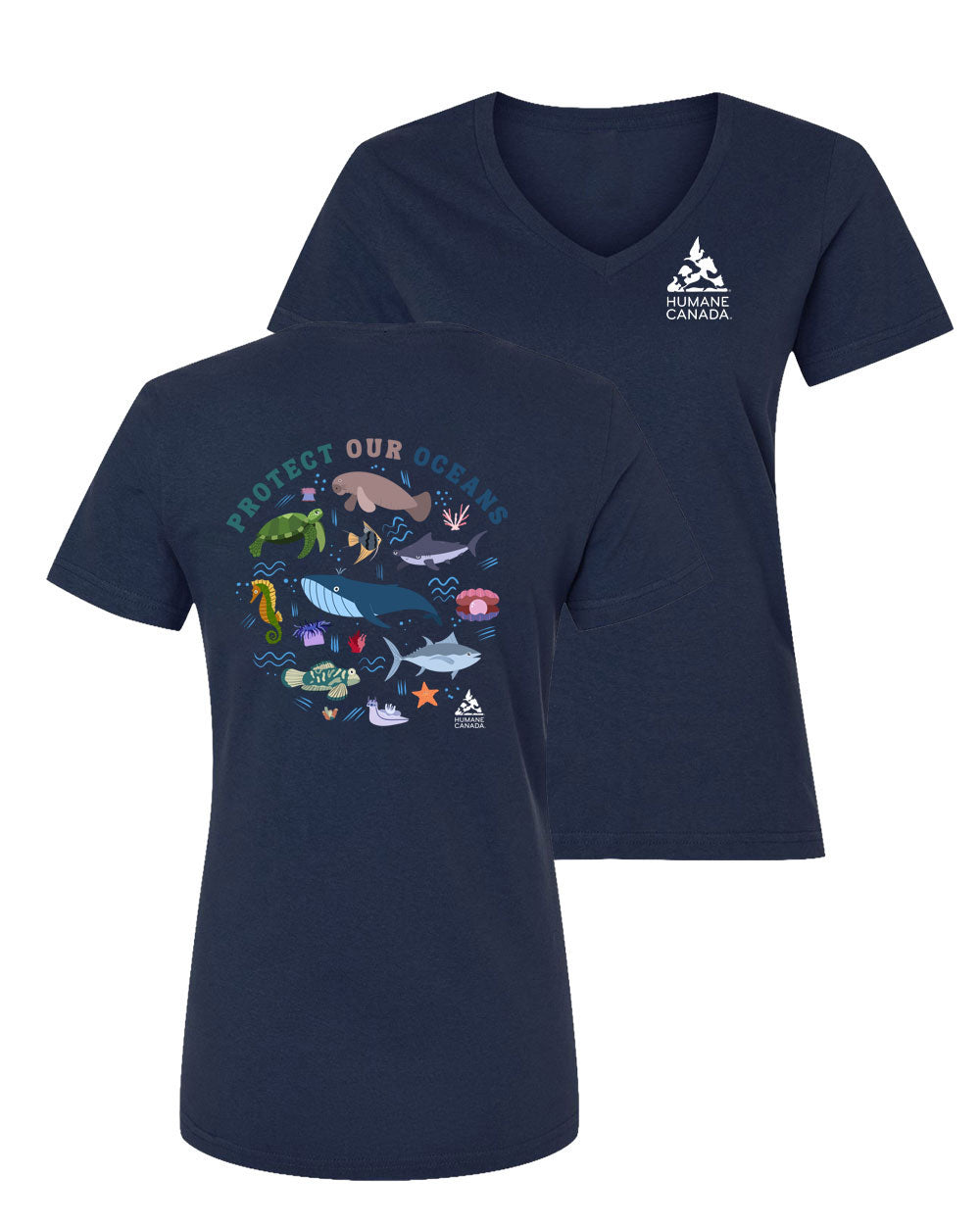 Protect Our oceans - V-Neck Ladies T-shirt