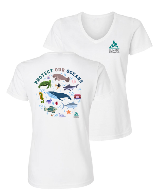 Protect Our Oceans - V-Neck Ladies T-shirt