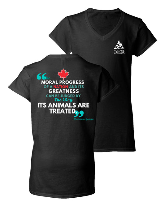 Ghandi Quote - V-Neck Ladies T-shirt
