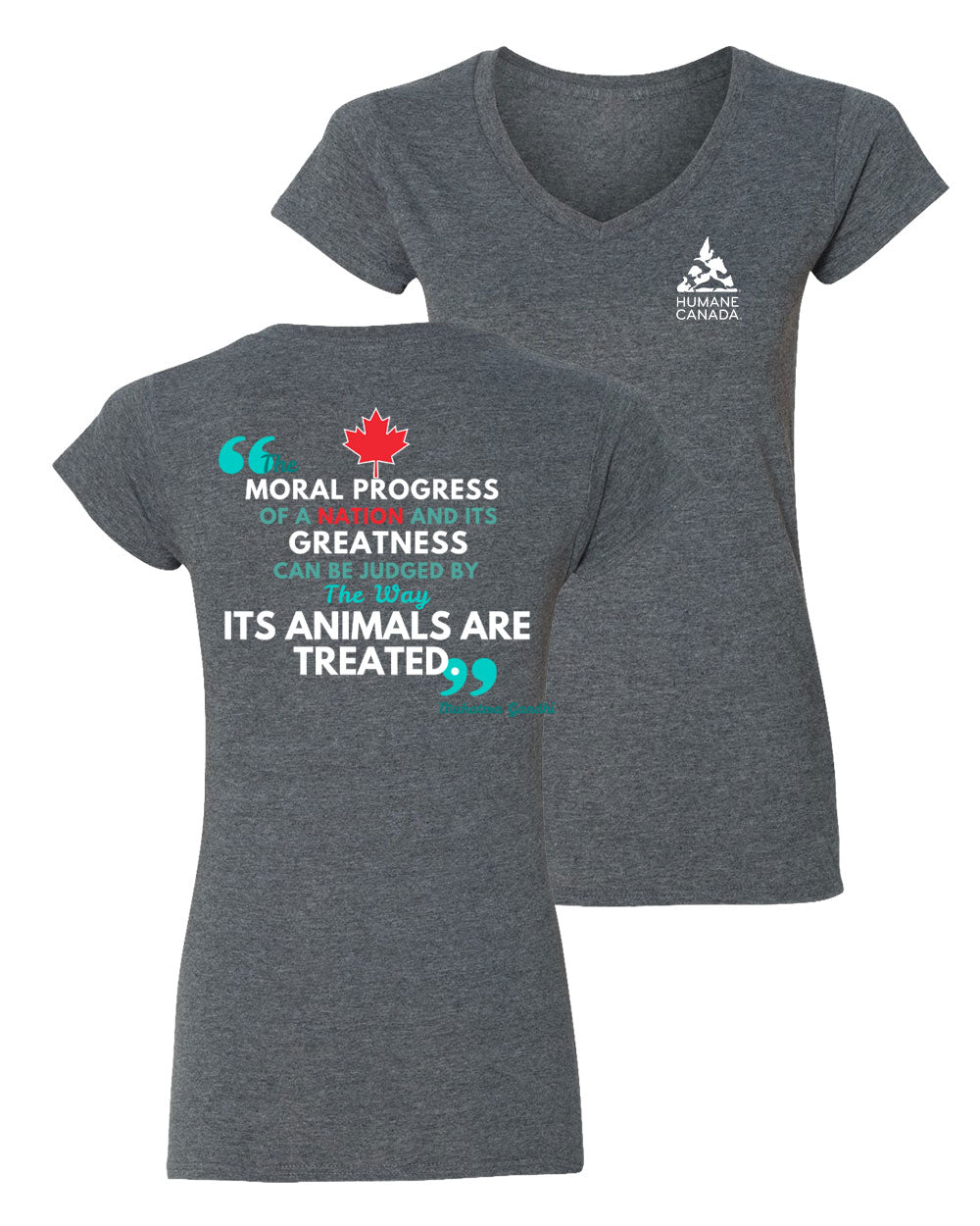 Ghandi Quote - V-Neck Ladies T-shirt