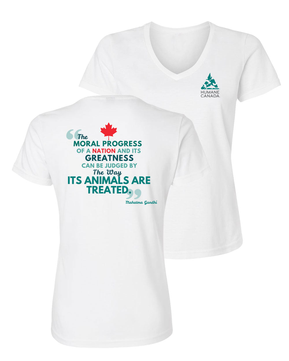 Ghandi Quote - V-Neck Ladies T-shirt