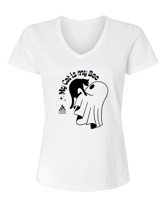 My Cat is My Boo- V-Neck Ladies T-shirt
