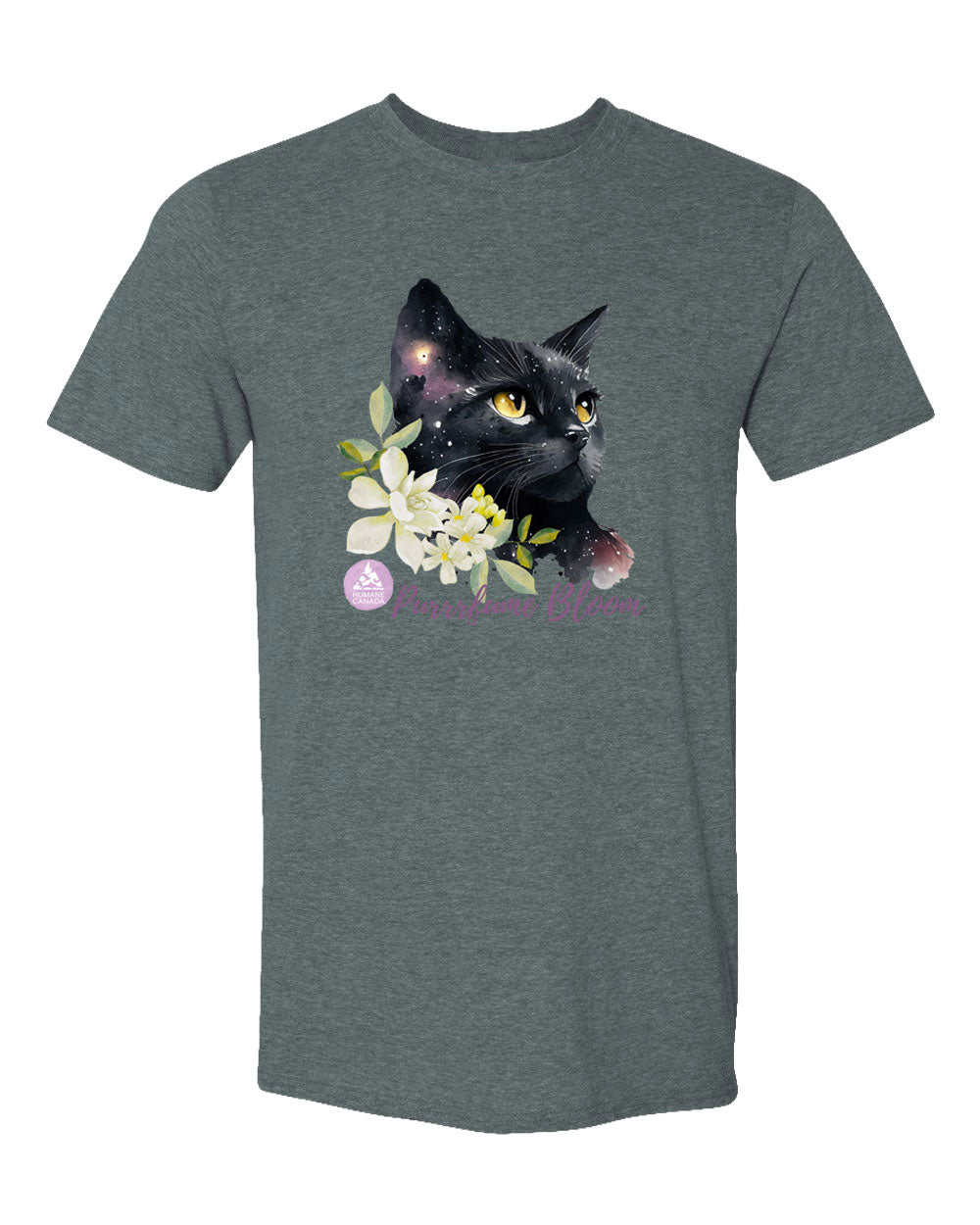 Floral Black Cat - Crewneck Unisex T-shirt