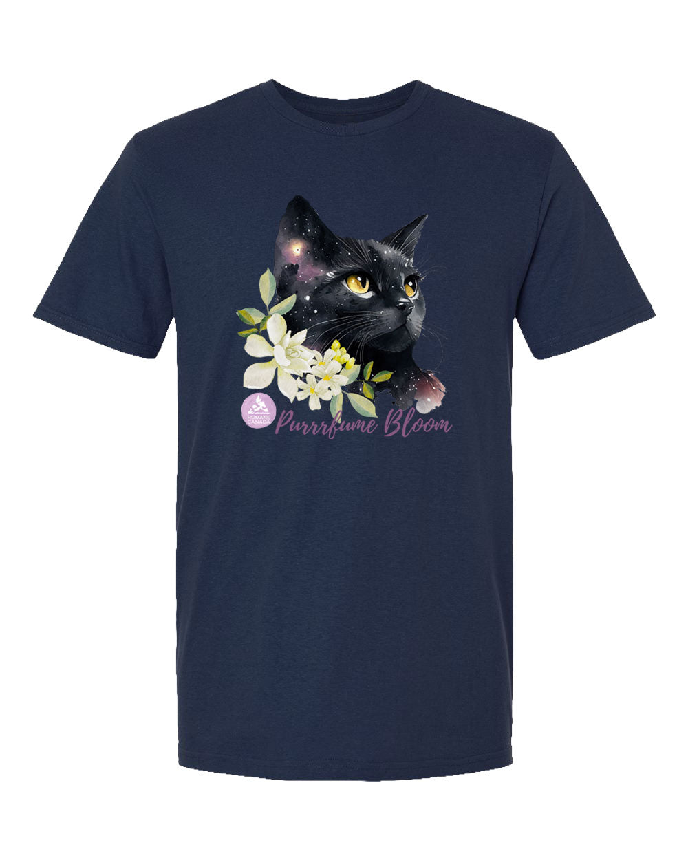Floral Black Cat - Crewneck Unisex T-shirt