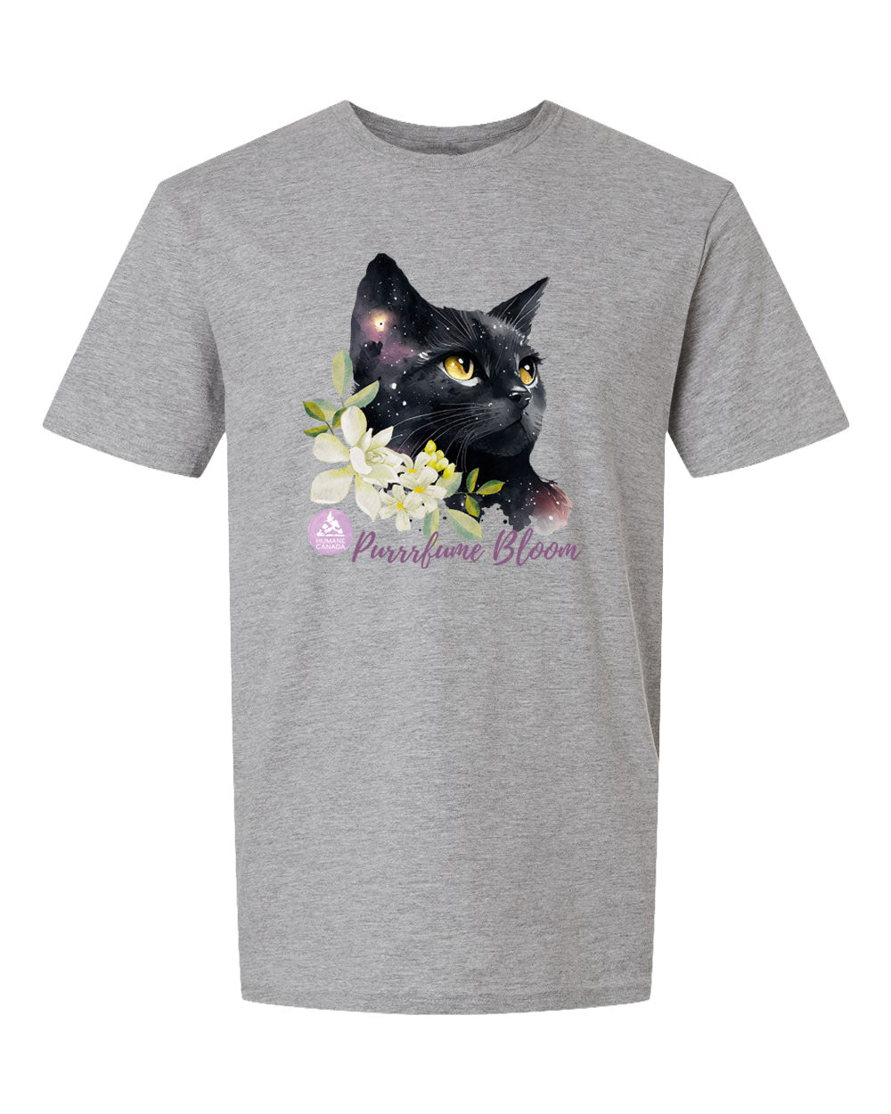Floral Black Cat - Crewneck Unisex T-shirt
