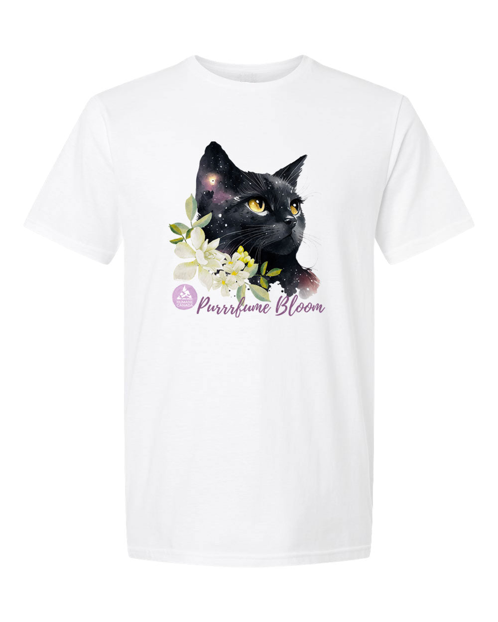 Floral Black Cat - Crewneck Unisex T-shirt
