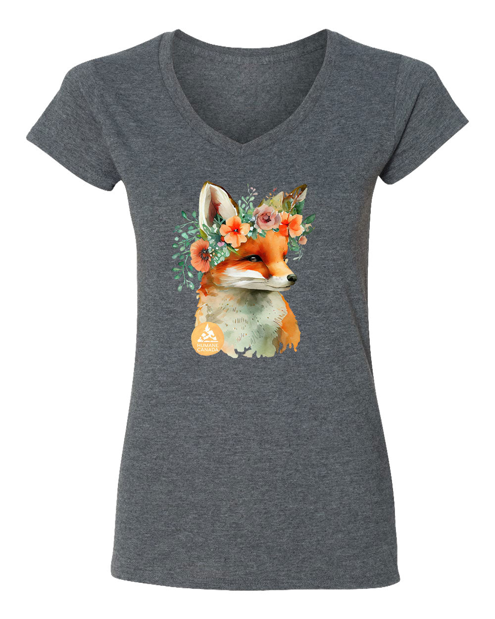 Floral Fox - V-Neck Ladies T-shirt