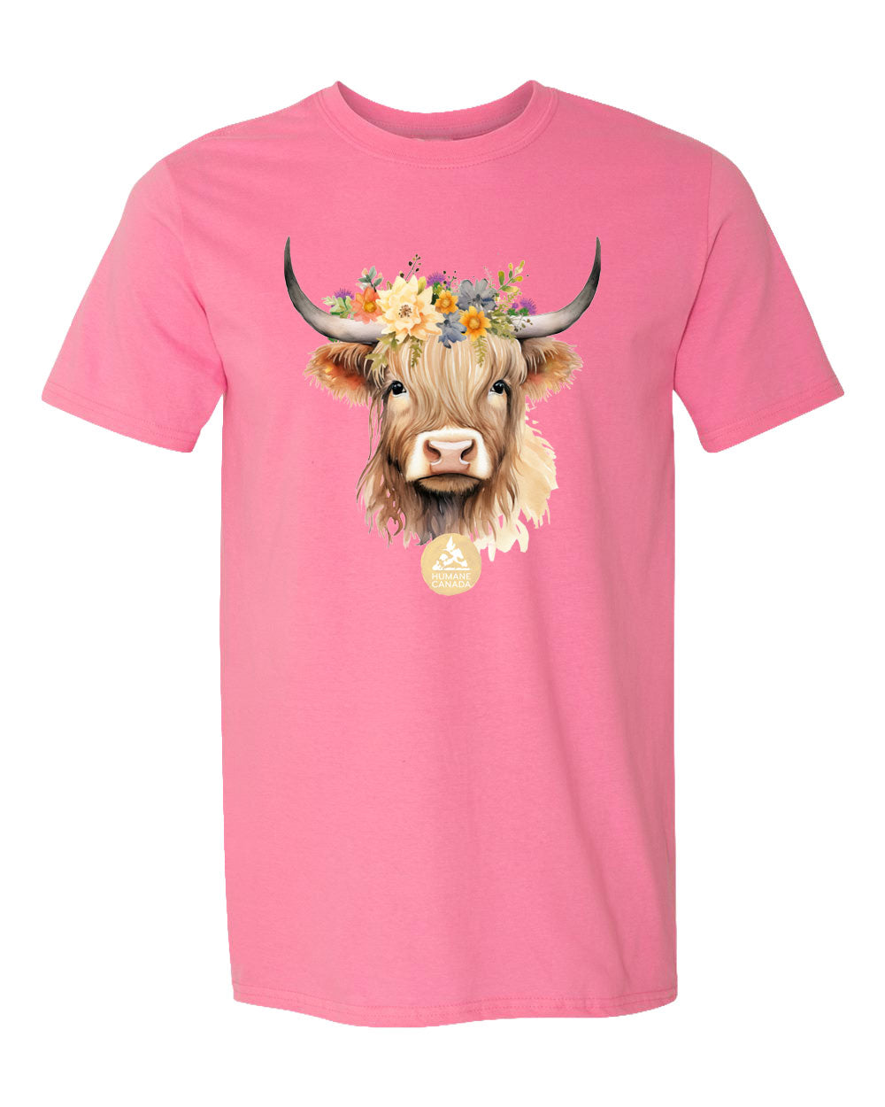 Floral Highland Cow - Crewneck Unisex T-shirt