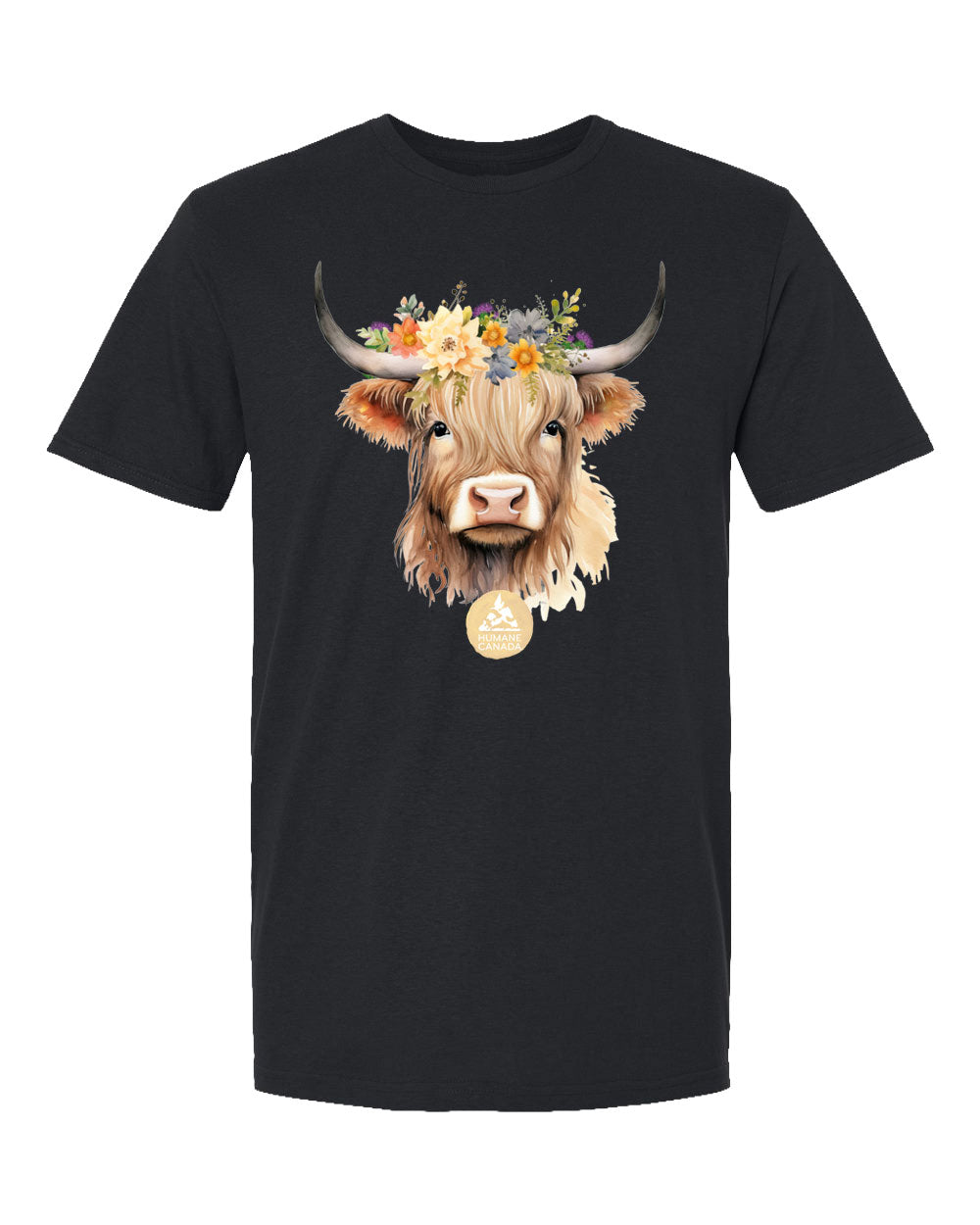 Floral Highland Cow - Crewneck Unisex T-shirt