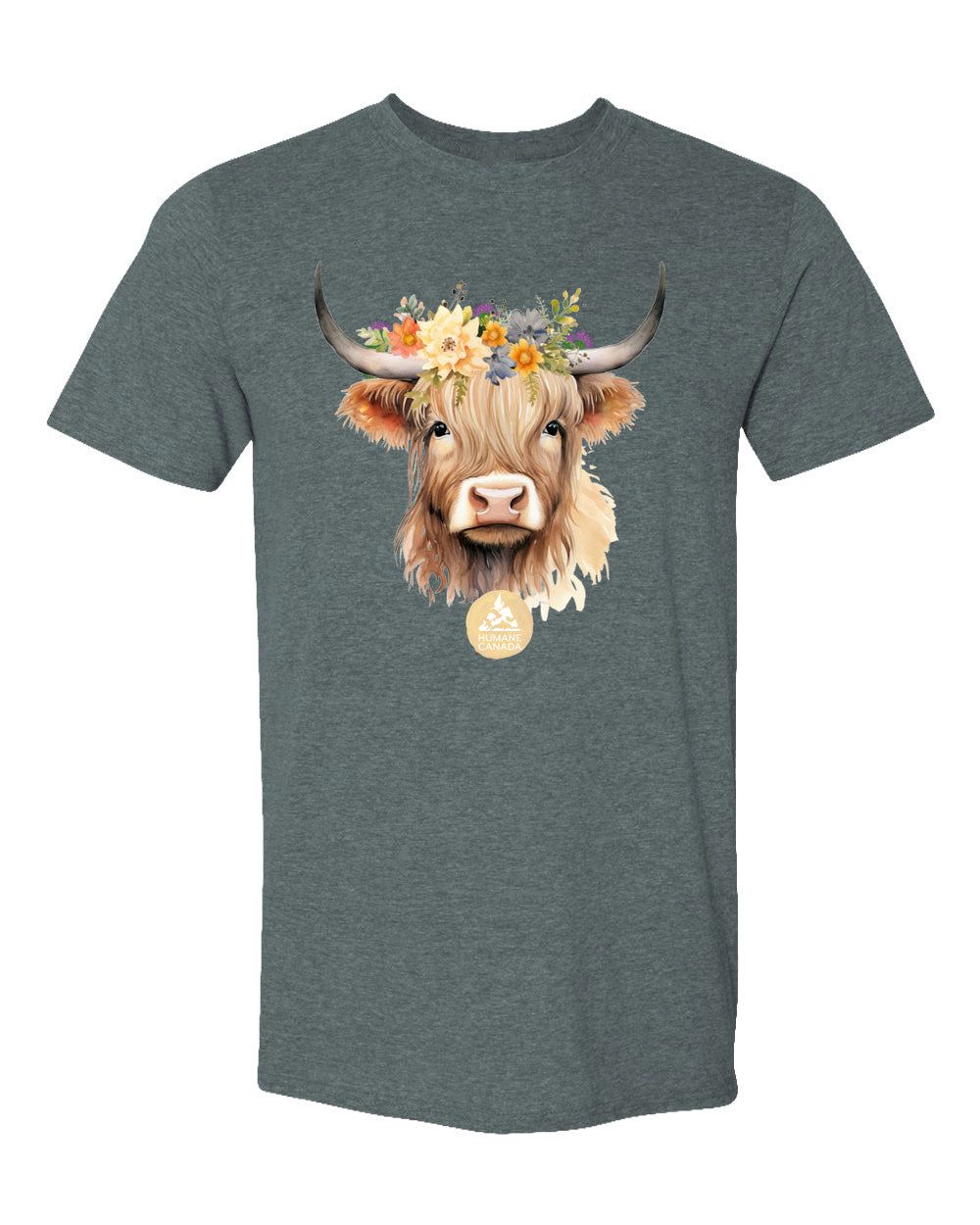 Floral Highland Cow - Crewneck Unisex T-shirt