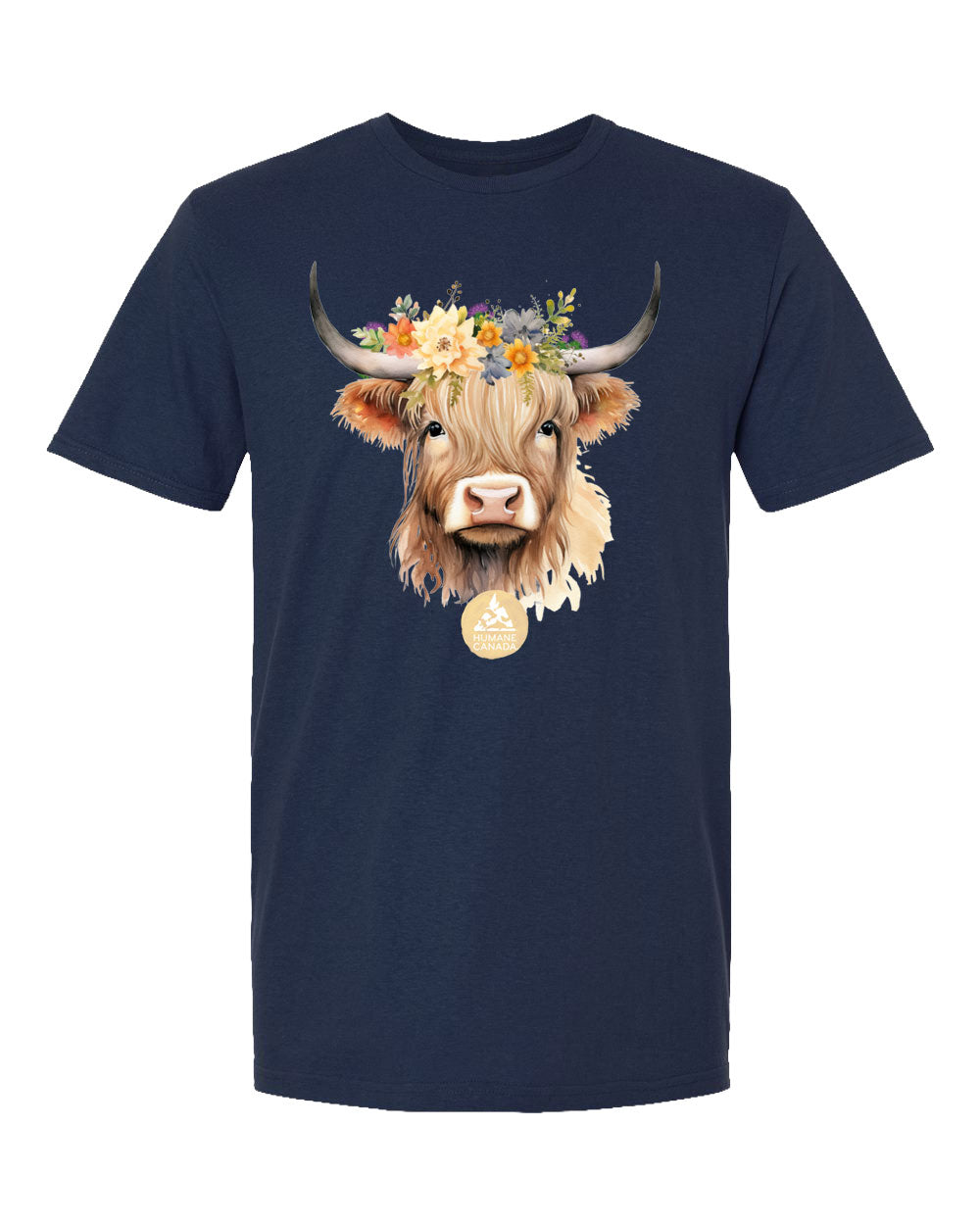 Floral Highland Cow - Crewneck Unisex T-shirt