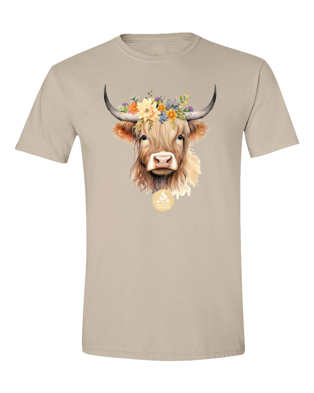Floral Highland Cow - Crewneck Unisex T-shirt