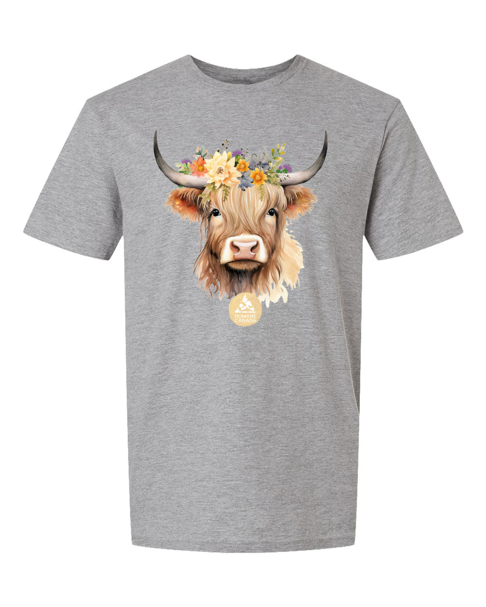 Floral Highland Cow - Crewneck Unisex T-shirt