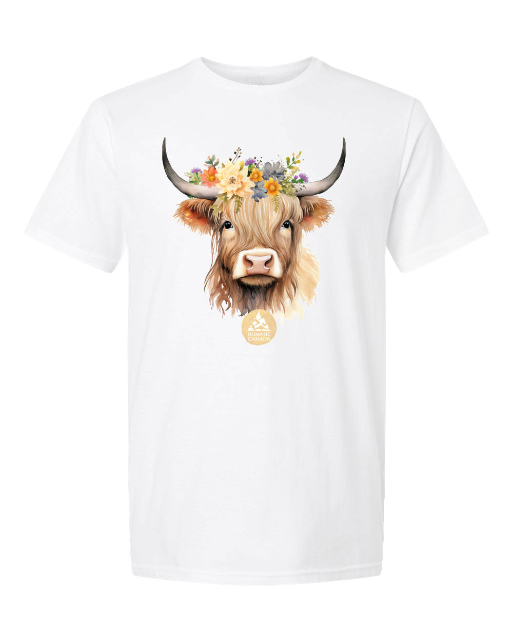 Floral Highland Cow - Crewneck Unisex T-shirt