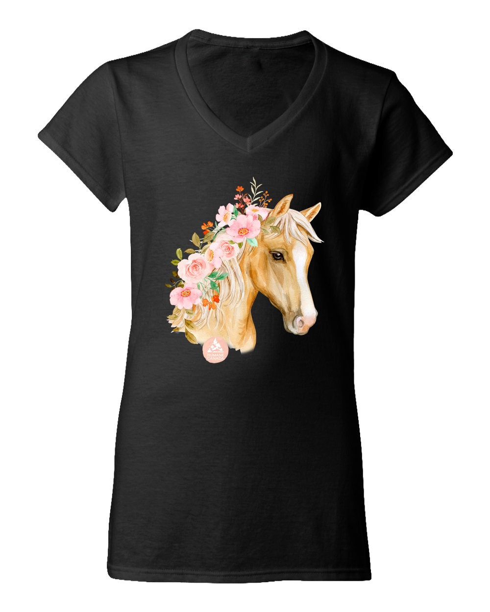 Floral Horse - V-Neck Ladies T-shirt