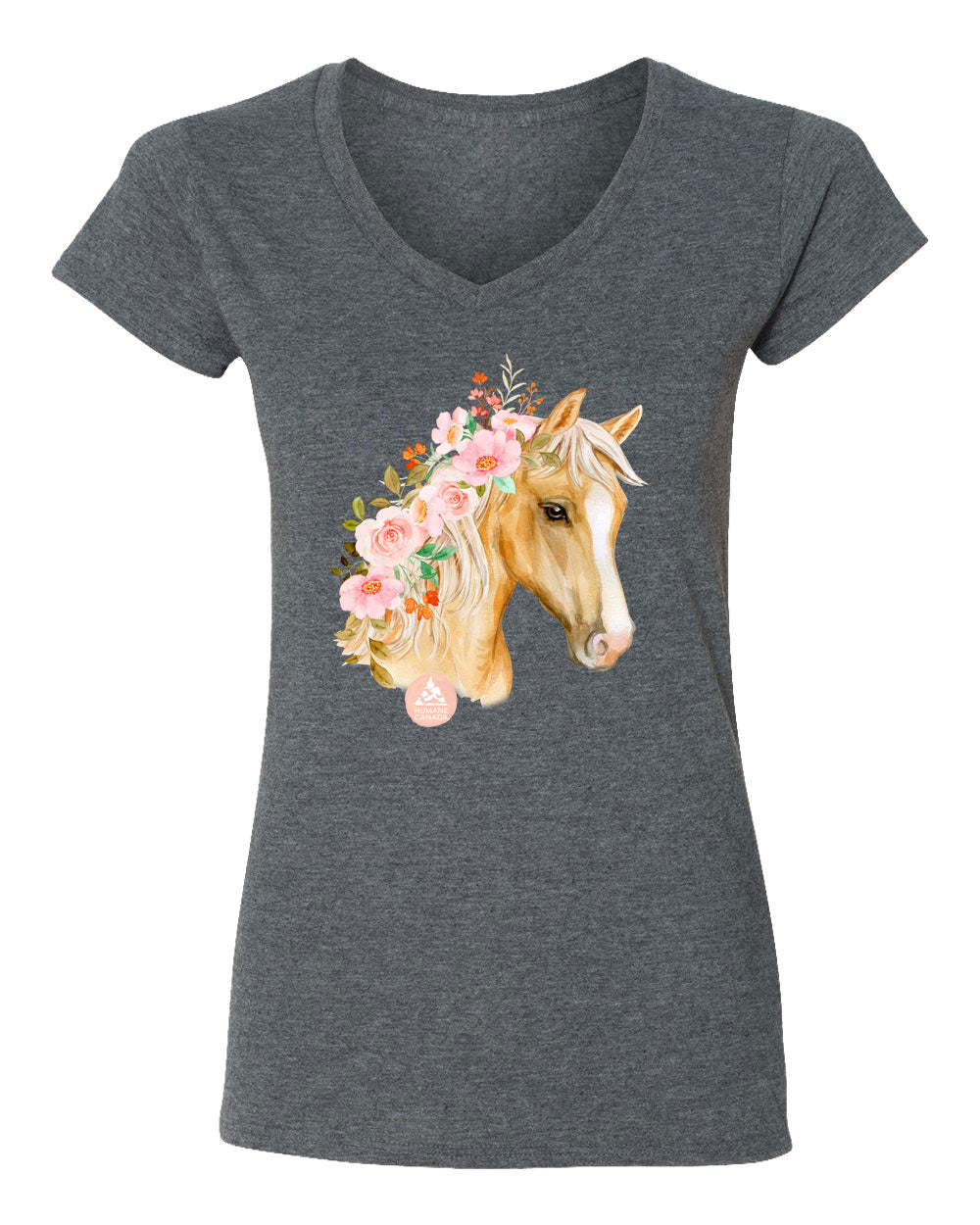 Floral Horse - V-Neck Ladies T-shirt