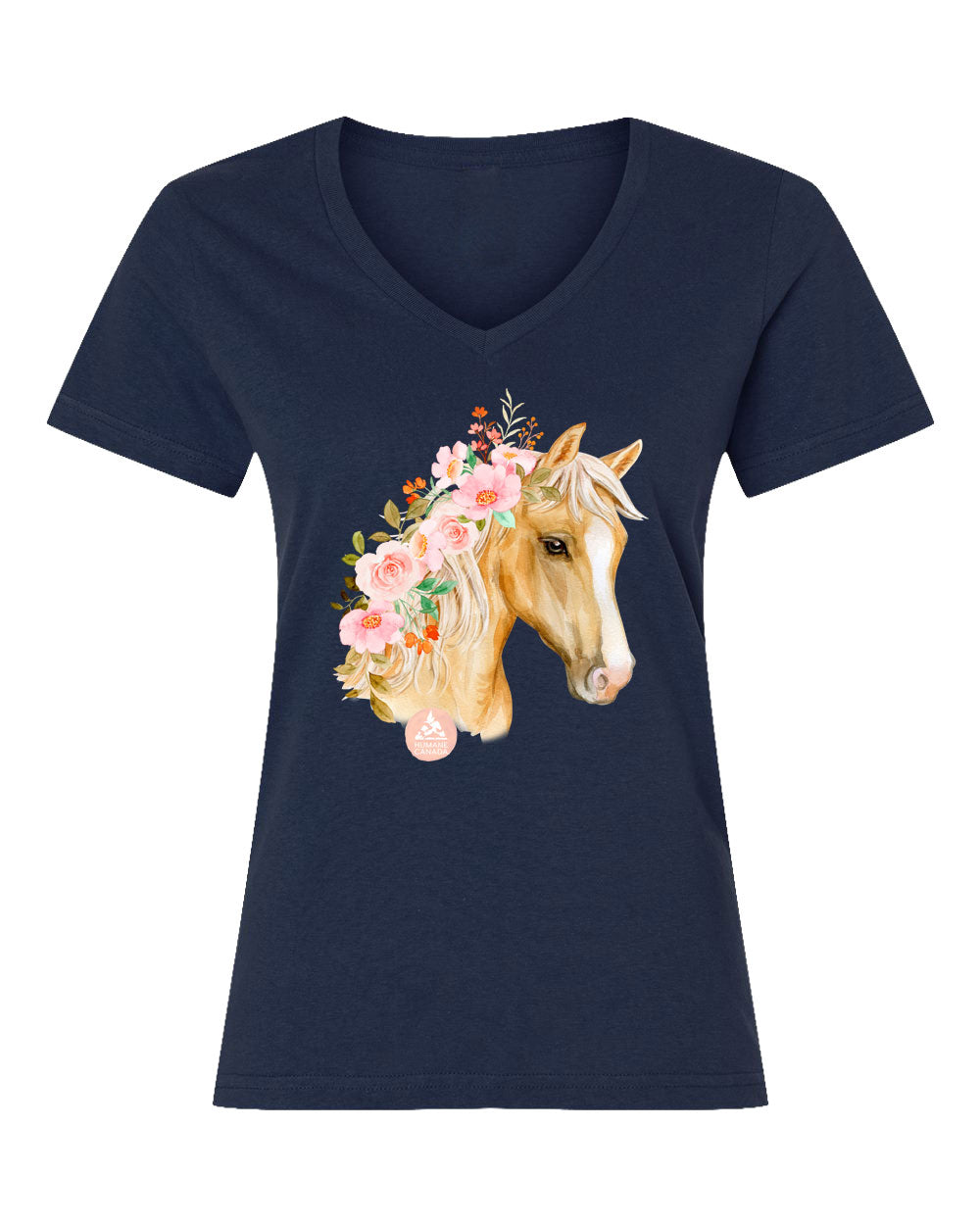 Floral Horse - V-Neck Ladies T-shirt