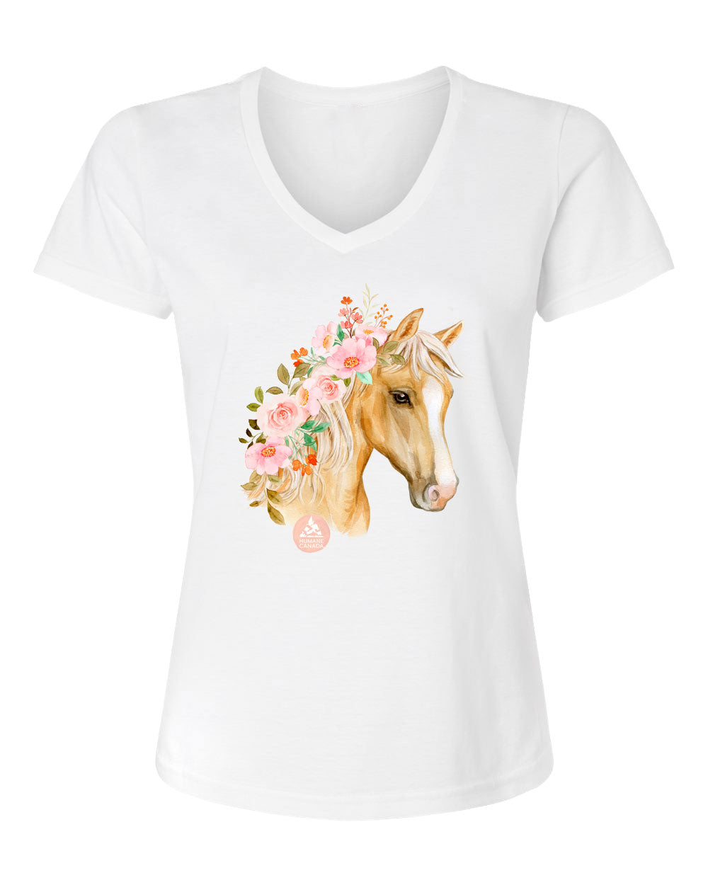 Floral Horse - V-Neck Ladies T-shirt